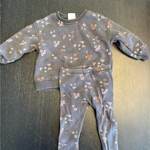 Zara Kids Floral Sweatshirt & leggings set - Gray and Pink
